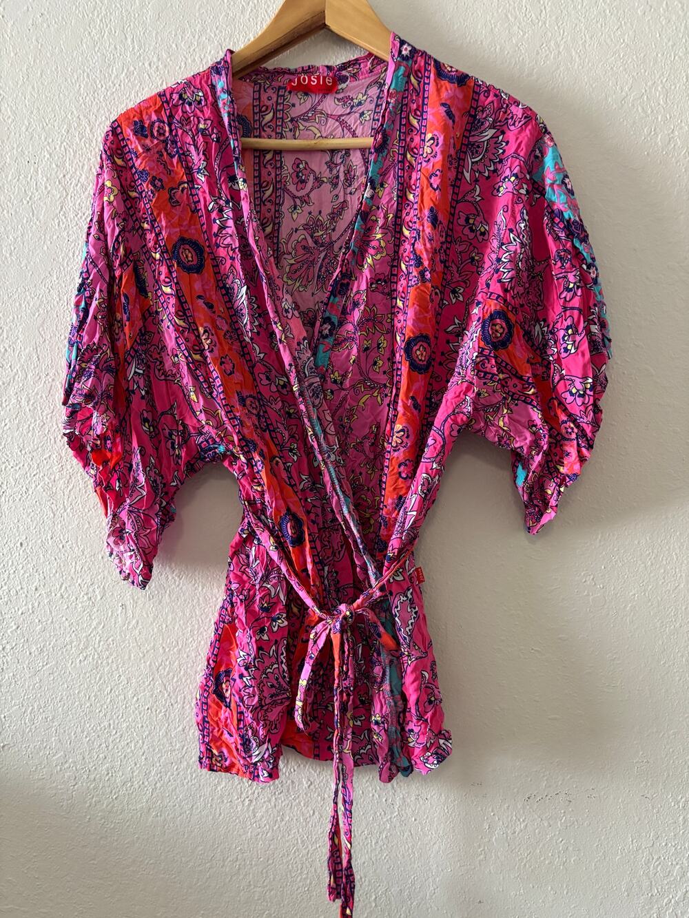 Josie Natori Kimono Style Robe Wpmens Size Small Pink Rayon